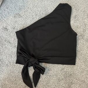 Black One Shoulder Tie top
